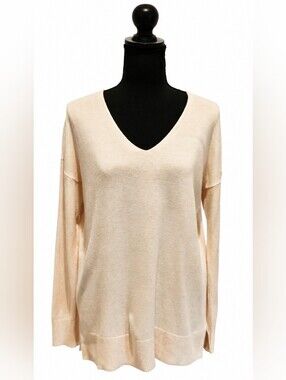 LOFT Tunic Sweater V-Neck Lightweight Soft Pink Sz Sm